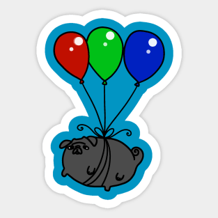 Black Balloon Pug Sticker